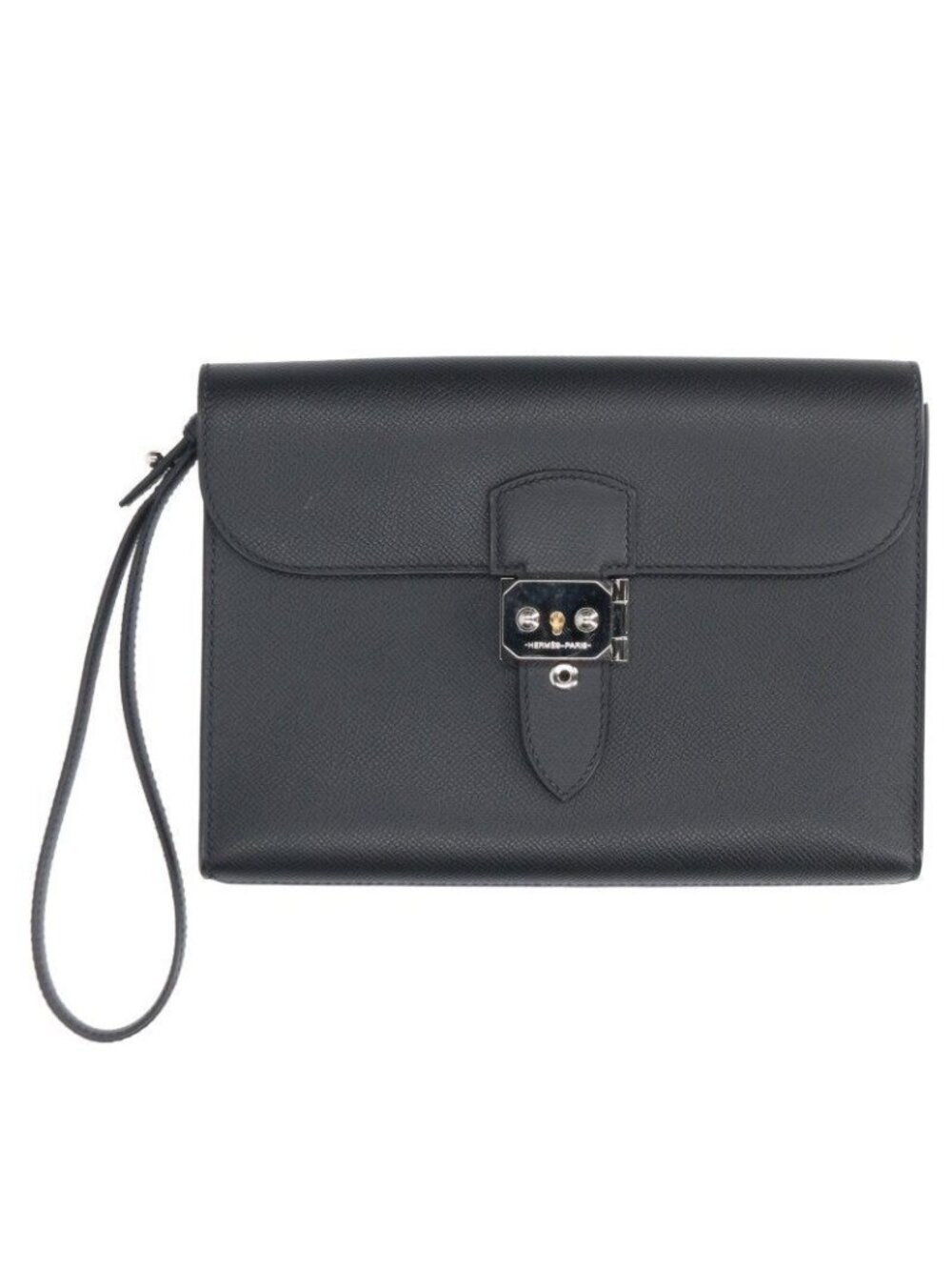 Hermes Sac Depeches 24 Veau Epsom Black Clutch Bag